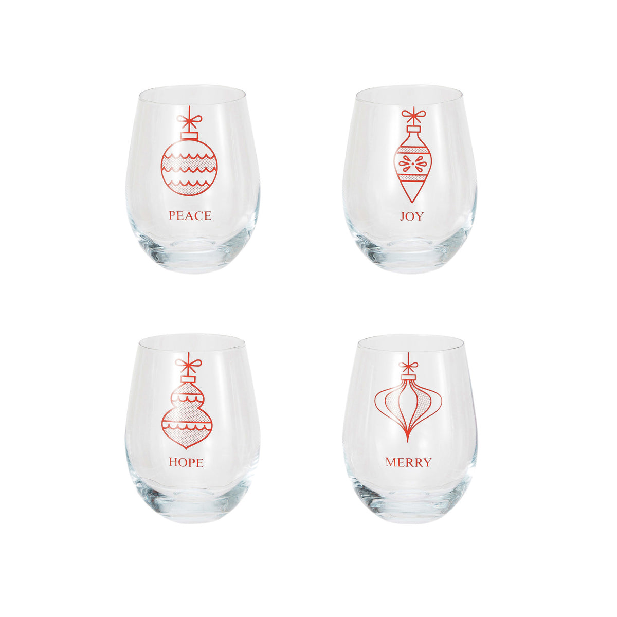 Stemless Wine Glass with Ornament &amp; Word