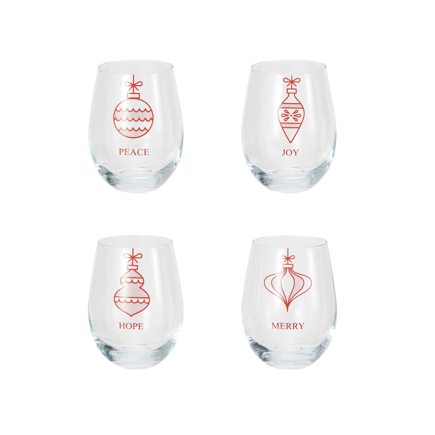 Stemless Wine Glass with Ornament &amp; Word