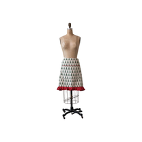 Cotton Printed Half Apron w/ Christmas Tree Pattern, Pocket &amp; Ruffle