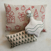 Ornament Shaped Pillow w/ Embroidery