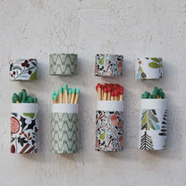 Safety Matches in Tube Matchbox w/ Seasonal Pattern, 4 Styles