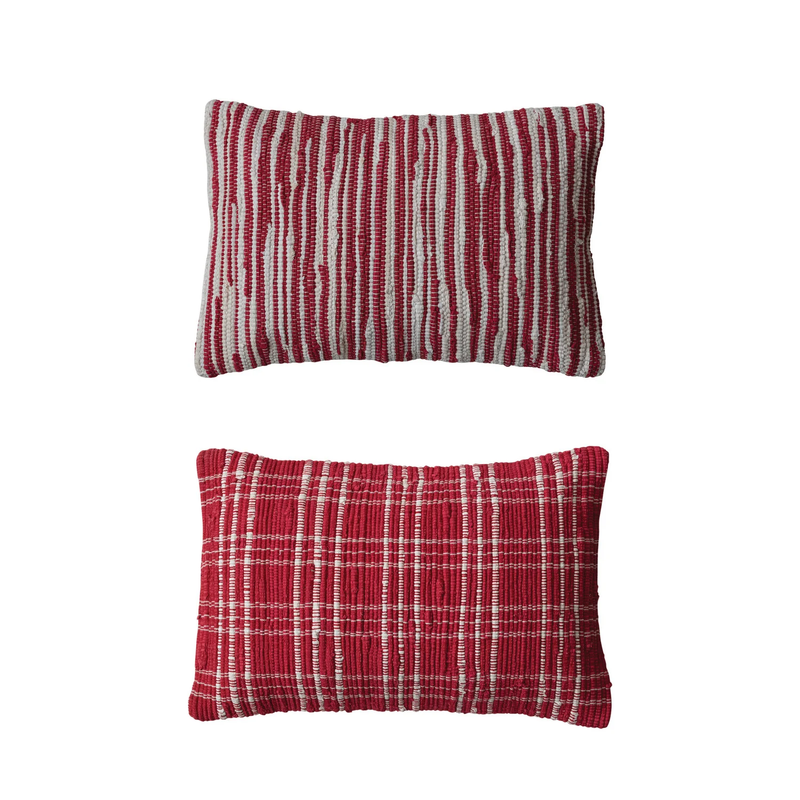 Hand Woven Recycled cotton Lumbar Pillow, 2 Styles