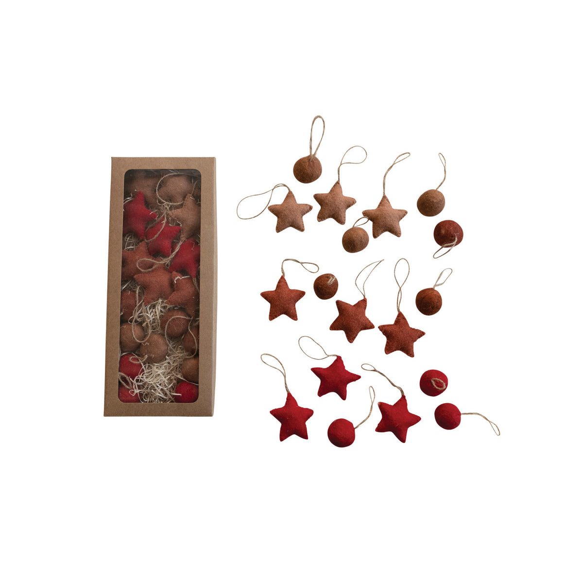 Handmade Wool Felt Ball/Star Ornaments