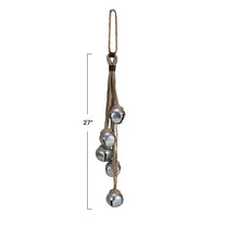Jute Rope Door Hanger w/ 5 Jingle Bells, Silver Finish