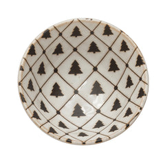 Round Stoneware with Tree Pattern, Reactive Glaze