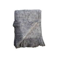 Brushed New Zealand Wool Striped Throw w/ Ruffled Edge