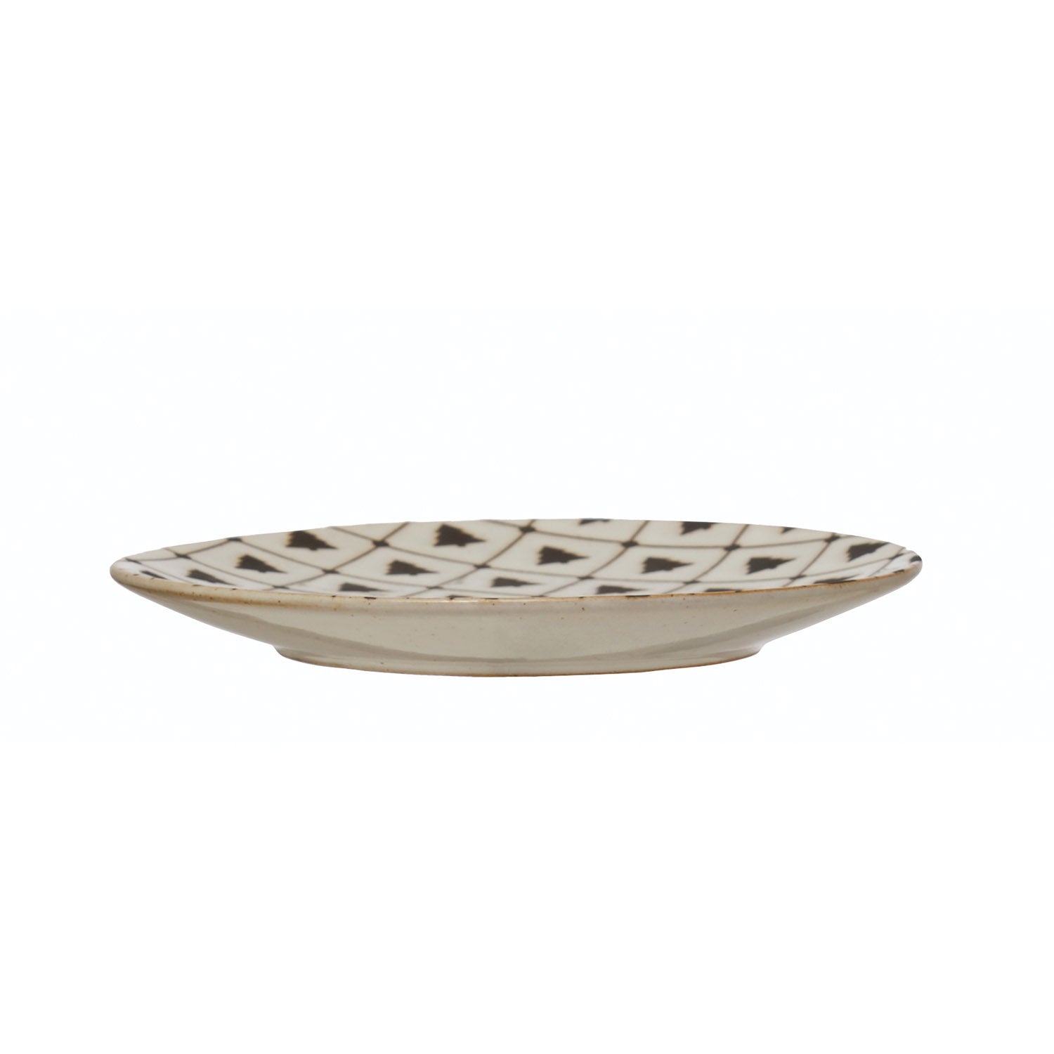Round Stoneware Plate with Tree Pattern, Reactive Glaze