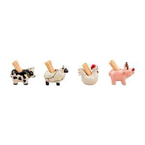 Christmas Farm Animal Toothpick Caddy Set