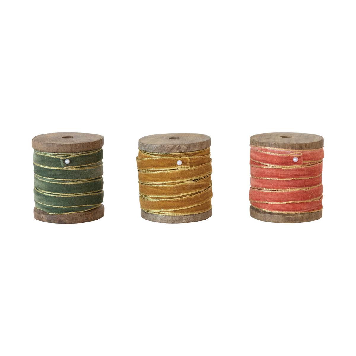 10 Yard Velvet Ribbon on Wood Spool Metallic