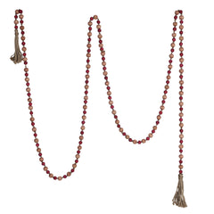 Paulownia Wood Bead Garland w/ Jute Tassels