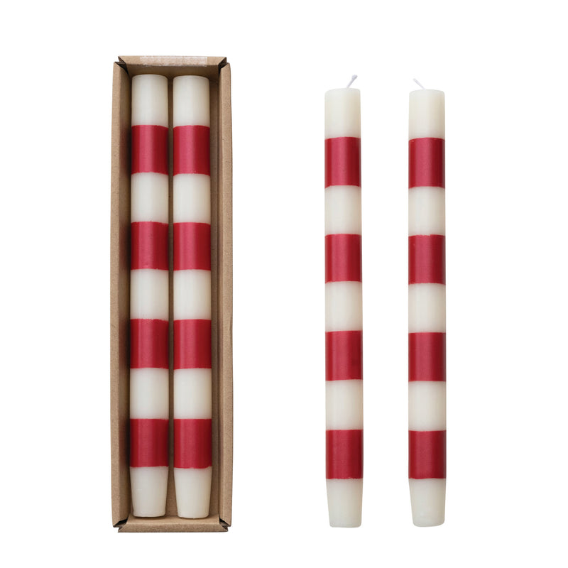 Unscented Taper Candles with Stripes