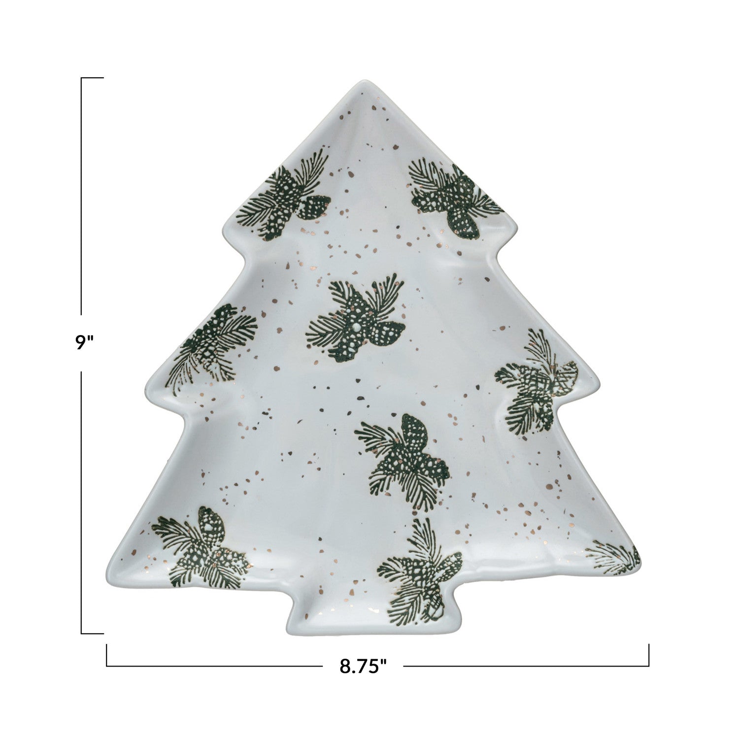 White Tree Plate Stoneware Tree Shaped Plate w/ Gold Electroplating, White – Olive Tree ...