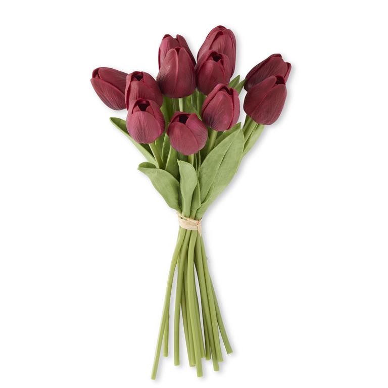 Dark Red Real Touch Mini Tulip Bundle