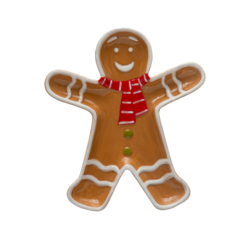 Hand-Painted Ceramic Gingerbread Man Platter