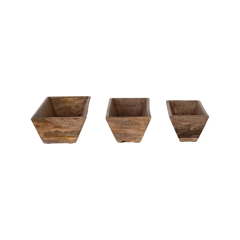 Hand-Carved Mango Wood Trugs, Natural