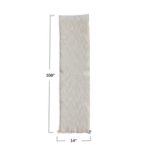 Woven Cotton Slub Table Runner w/ Metallic Gold Thread &amp; Fringe, Natural