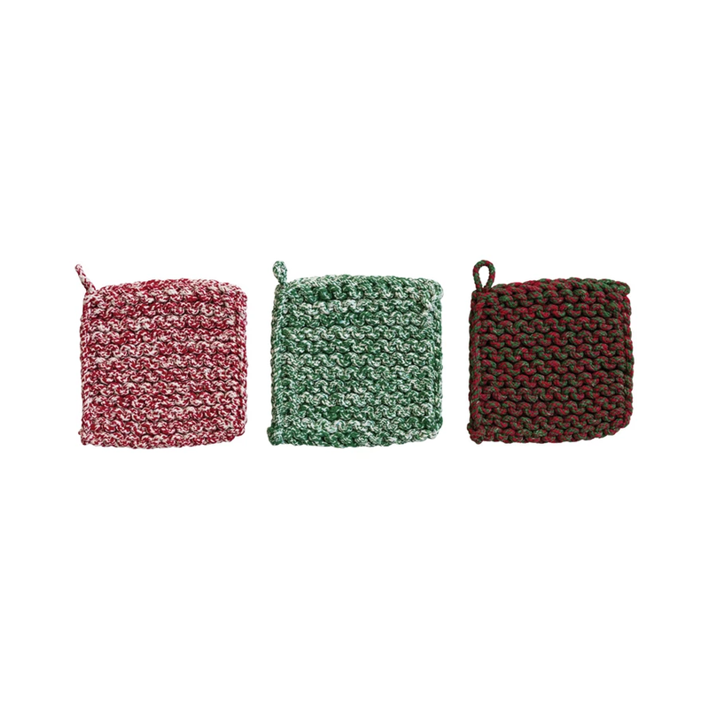 Melange Cotton Crocheted Pot Holder, 3 Styles