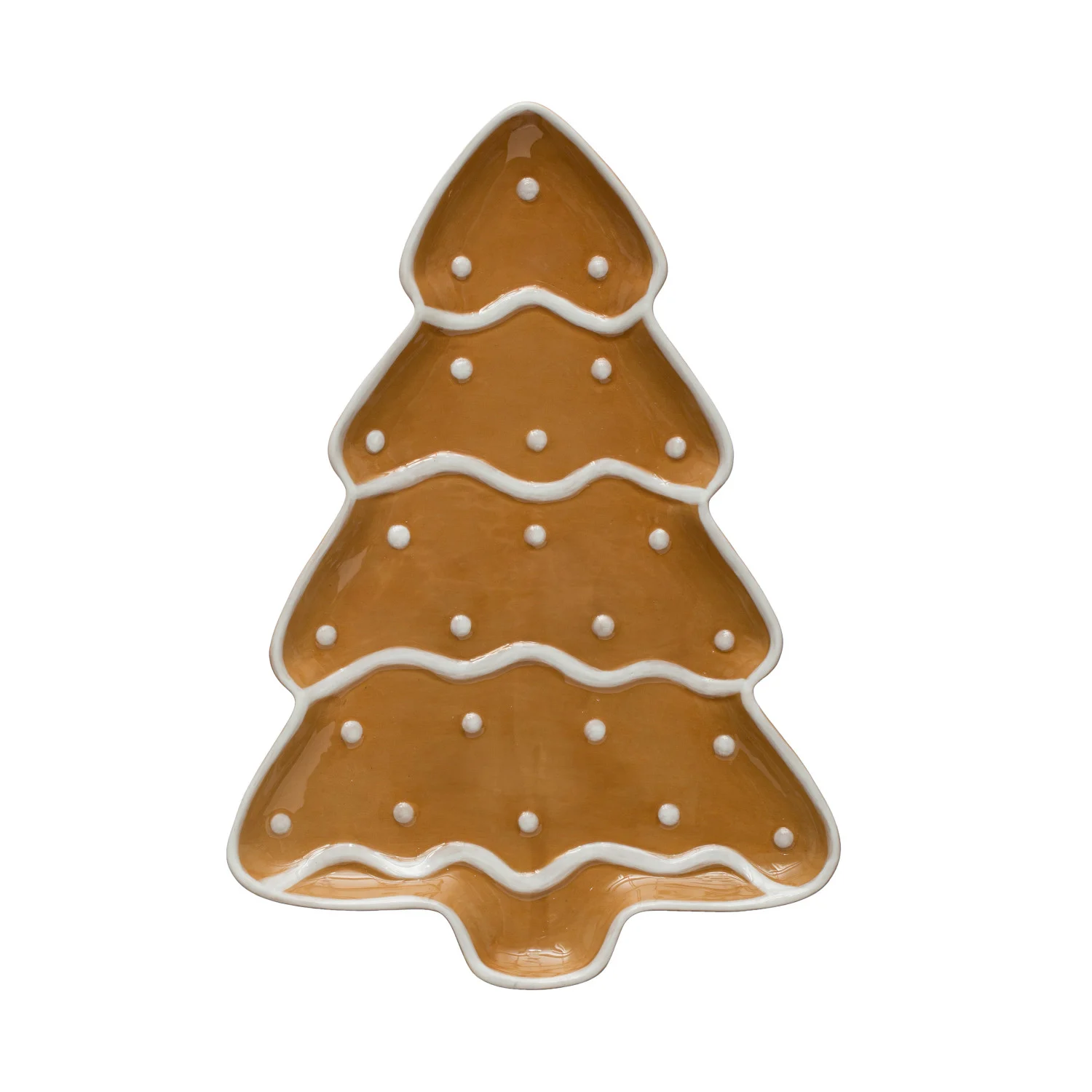 Hand-Painted Ceramic Gingerbread Tree Shaped Platter