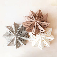 25" Recycled Paper Folding Snowflake Ornament, 3 Colors