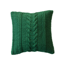 Square Hand-Woven Acrylic &amp; Cotton Slub Cable Knit Pillow