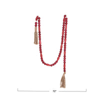 Paulownia Wood Bead Garland w/ Jute Tassels