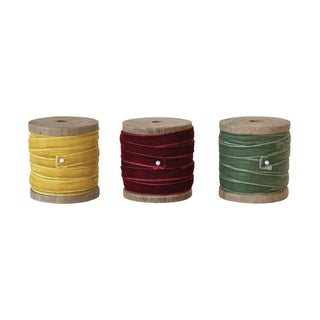 10 Yard Velvet Ribbon on Wood Spool