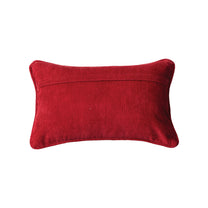 Cotton Printed Lumbar Pillow w/ Corduroy Back &amp; Piping