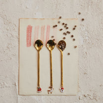 Stainless Steel Spoon w/ Holiday Charm, Gold Finish