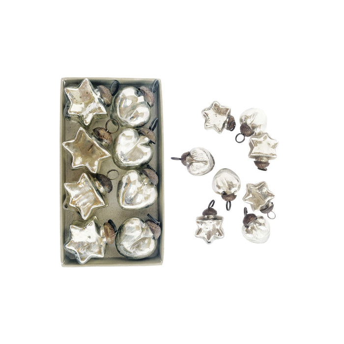 Mercury Glass Heart & Star Ornaments