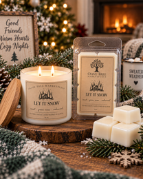 Let It Snow Simply Elegant candle and wax melt packaging detail