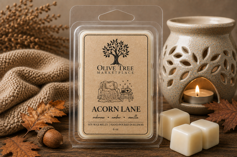 Olive Tree Marketplace Acorn Lane 6 oz soy wax melt hero