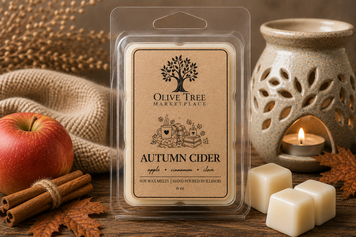 Olive Tree Marketplace Autumn Cider 6 oz soy wax melt hero