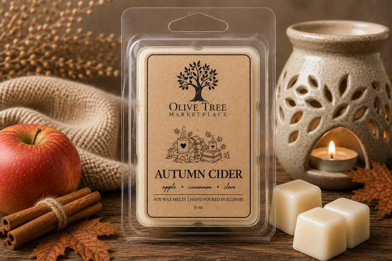 Olive Tree Marketplace Autumn Cider 6 oz soy wax melt hero