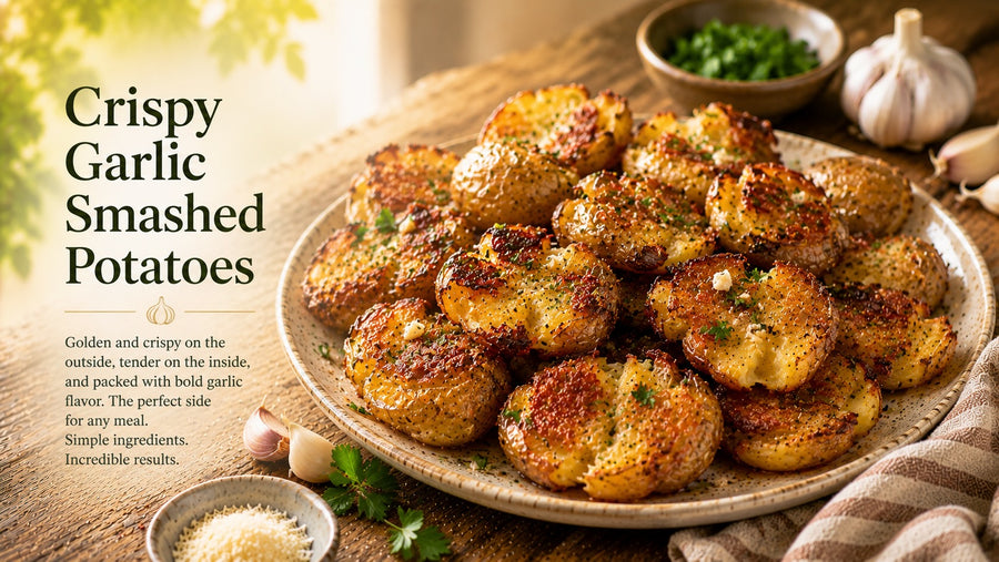 Crispy Garlic Smashed Potatoes