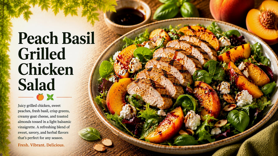 Peach Basil Grilled Chicken Salad