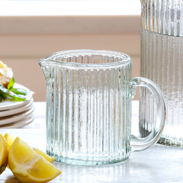Ribbed Glass Pitcher – Olive Tree Marketplace