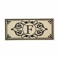 Cambridge Monogram Burlap Sassafras Switch Mat, Letters A-Z, 22" X 10"