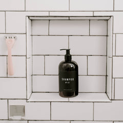 16oz Amber Plastic Shampoo Dispenser - Black Label