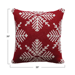 Two-Sided Cotton Knit Pillow w/ Snowflakes