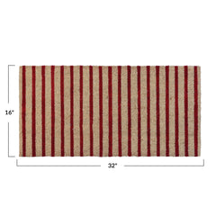 Natural Coir Doormat w/ Red Stripes