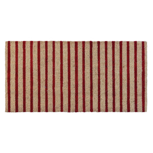 Natural Coir Doormat w/ Red Stripes