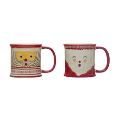 Hand-Painted Stoneware Mug w/ Santa