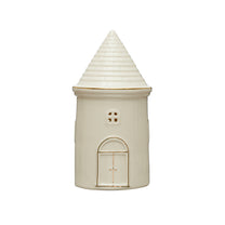Stoneware House w/ LED Light &amp; Gold Electroplating