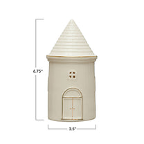 Stoneware House w/ LED Light &amp; Gold Electroplating