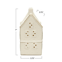 Stoneware House w/ LED Light &amp; Gold Electroplating