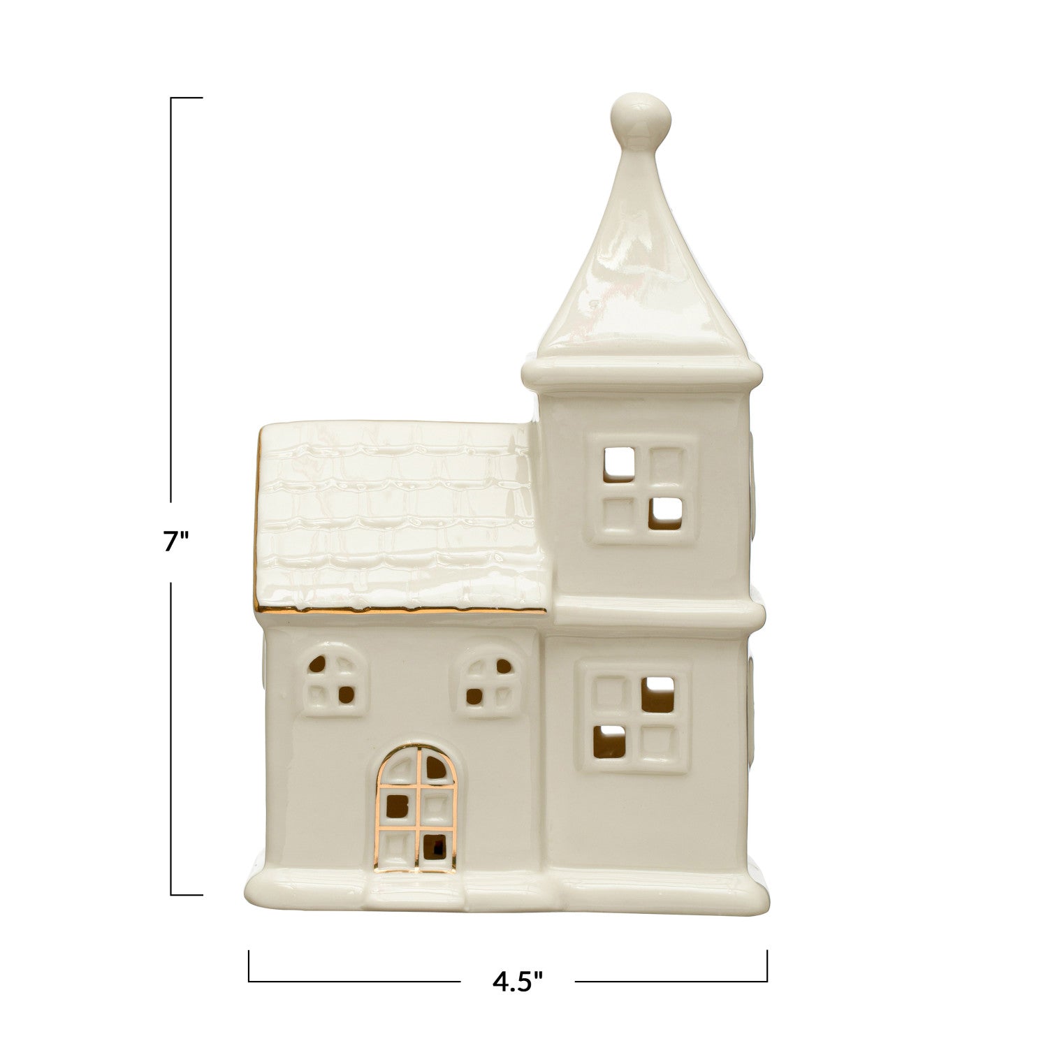 Stoneware House w/ LED Light &amp; Gold Electroplating