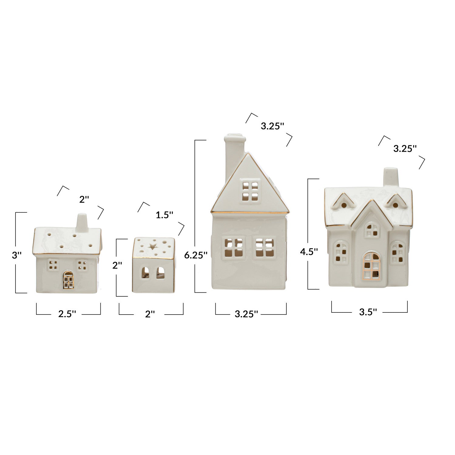 Stoneware Village w/ LED Lights &amp; Gold Electroplating