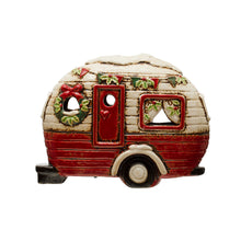 Load image into Gallery viewer, Hand-Painted Stoneware Camper w/ LED Lights