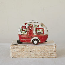 Load image into Gallery viewer, Hand-Painted Stoneware Camper w/ LED Lights