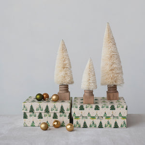 Sisal Bottle Brush Tree w/ Carved Wood Base